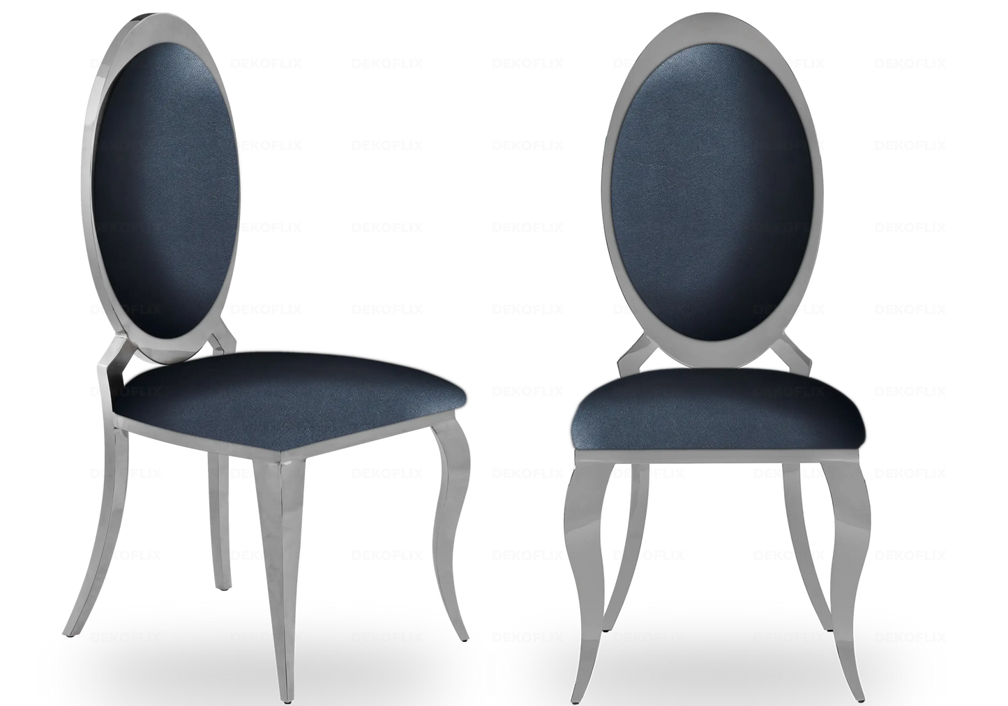 Chaises médaillon chromées noires EVI - Lot de 4 New Design