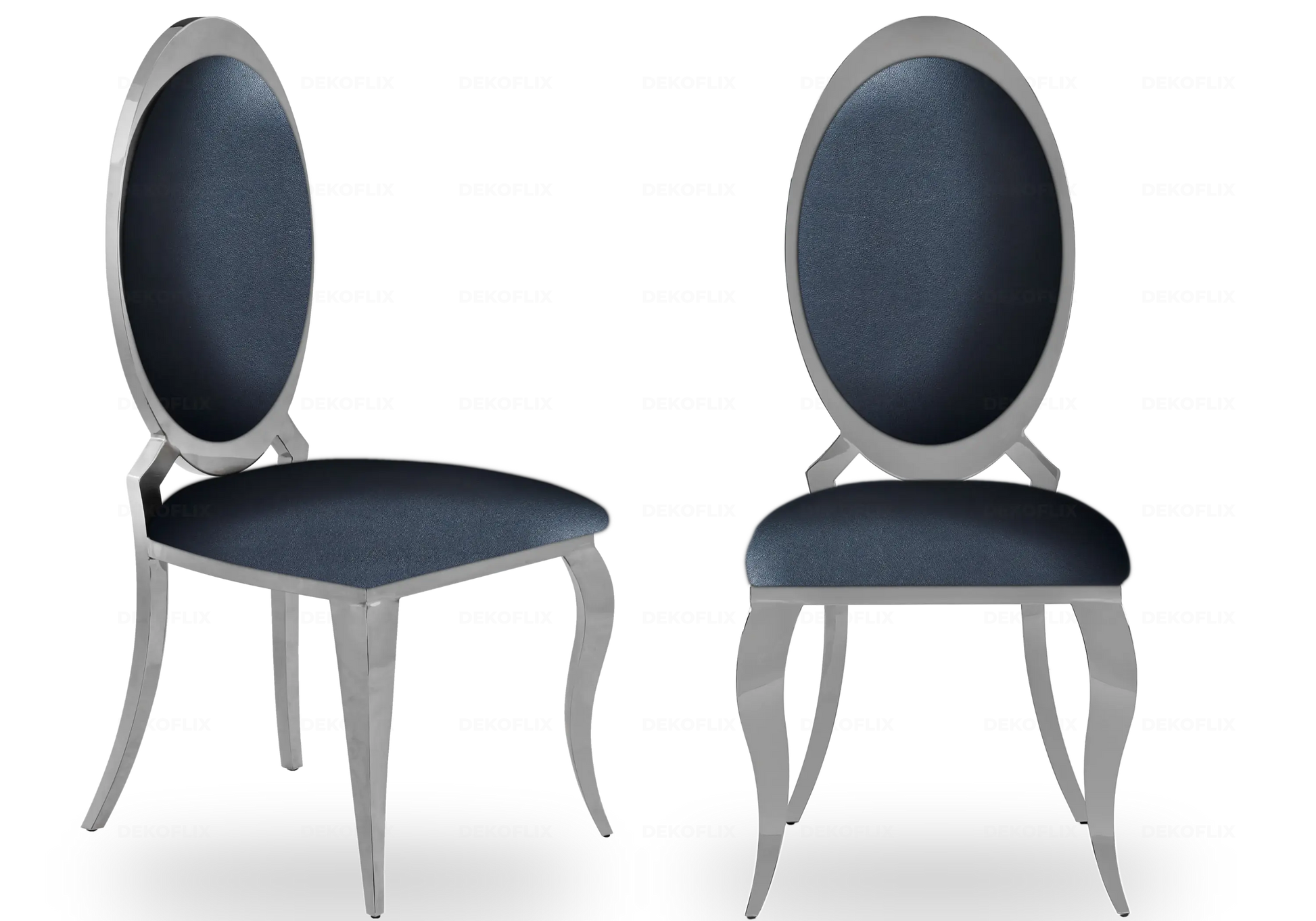 Chaises médaillon chromées noires EVI - Lot de 4 New Design