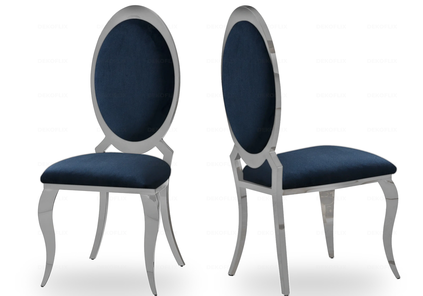 Chaises médaillon chromées velours noir EVI - Lot de 4 New Design