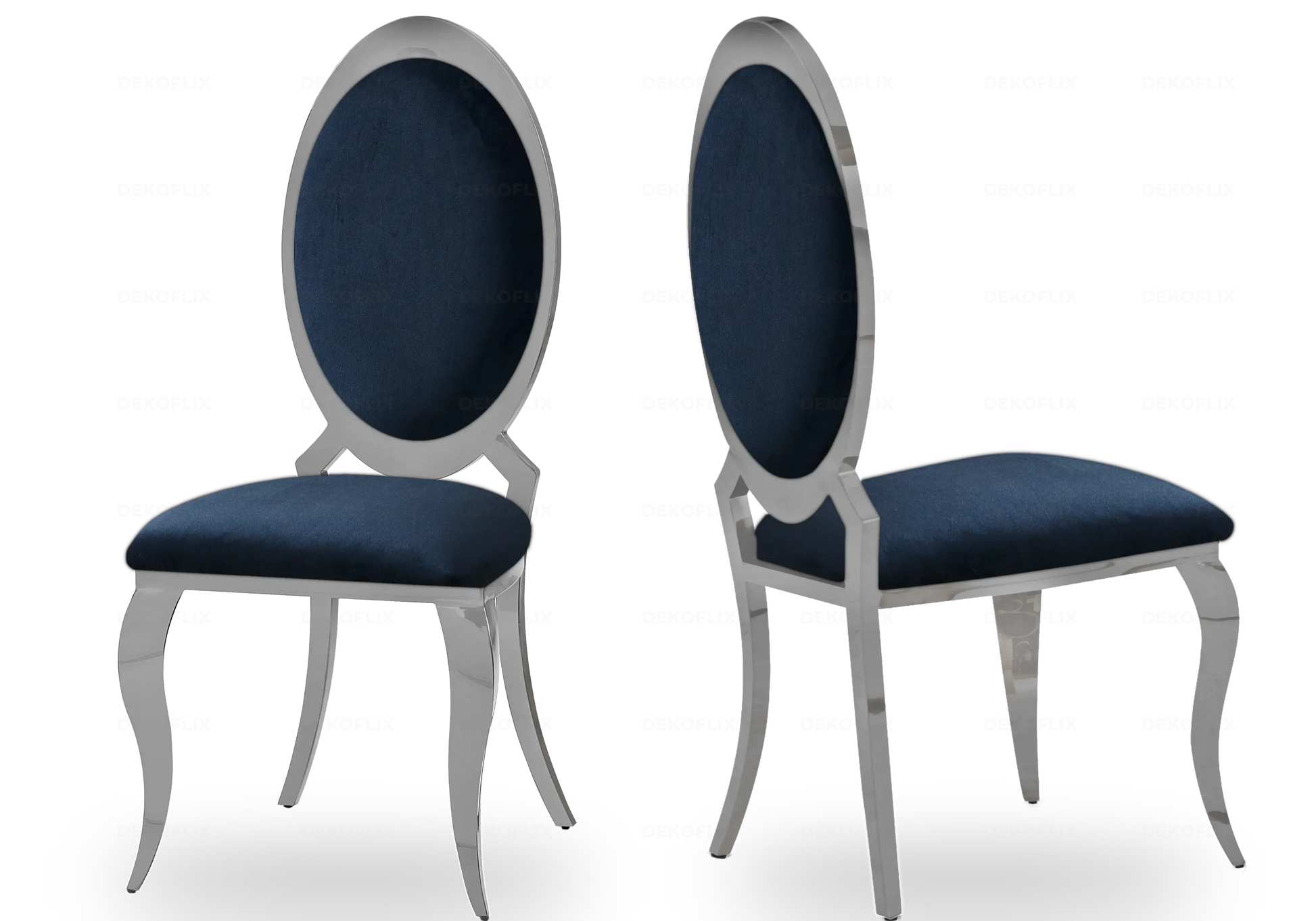 Chaises médaillon chromées velours noir EVI - Lot de 4 New Design