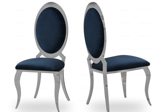 Chaises médaillon chromées velours noir EVI - Lot de 4 New Design