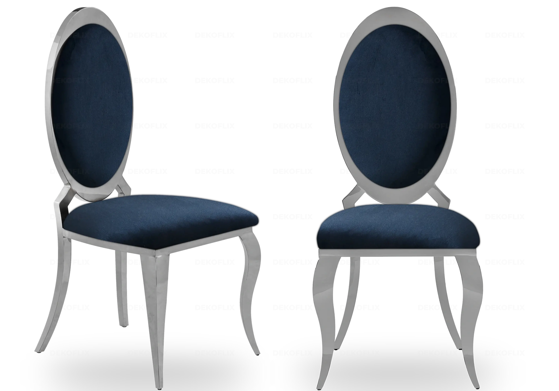 Chaises médaillon chromées velours noir EVI - Lot de 4 New Design