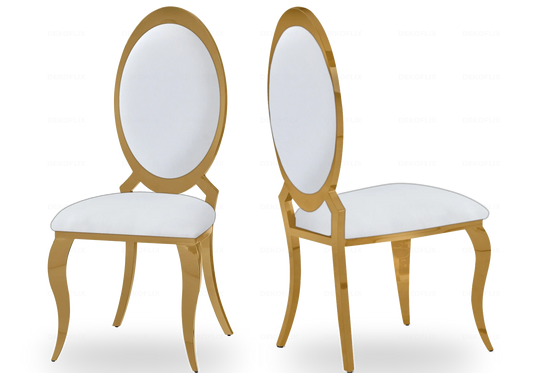 Chaises médaillon dorées blanches EVI – Lot de 4 New Design