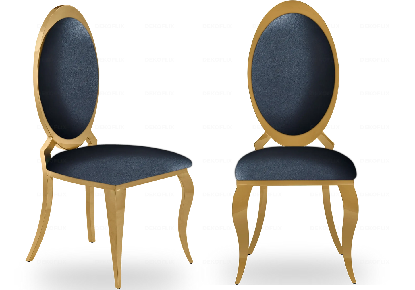 Chaises médaillon dorées noires EVI – Lot de 4 New Design