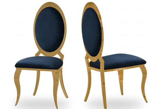 Chaises médaillon dorées velours noir EVI – Lot de 4 New Design