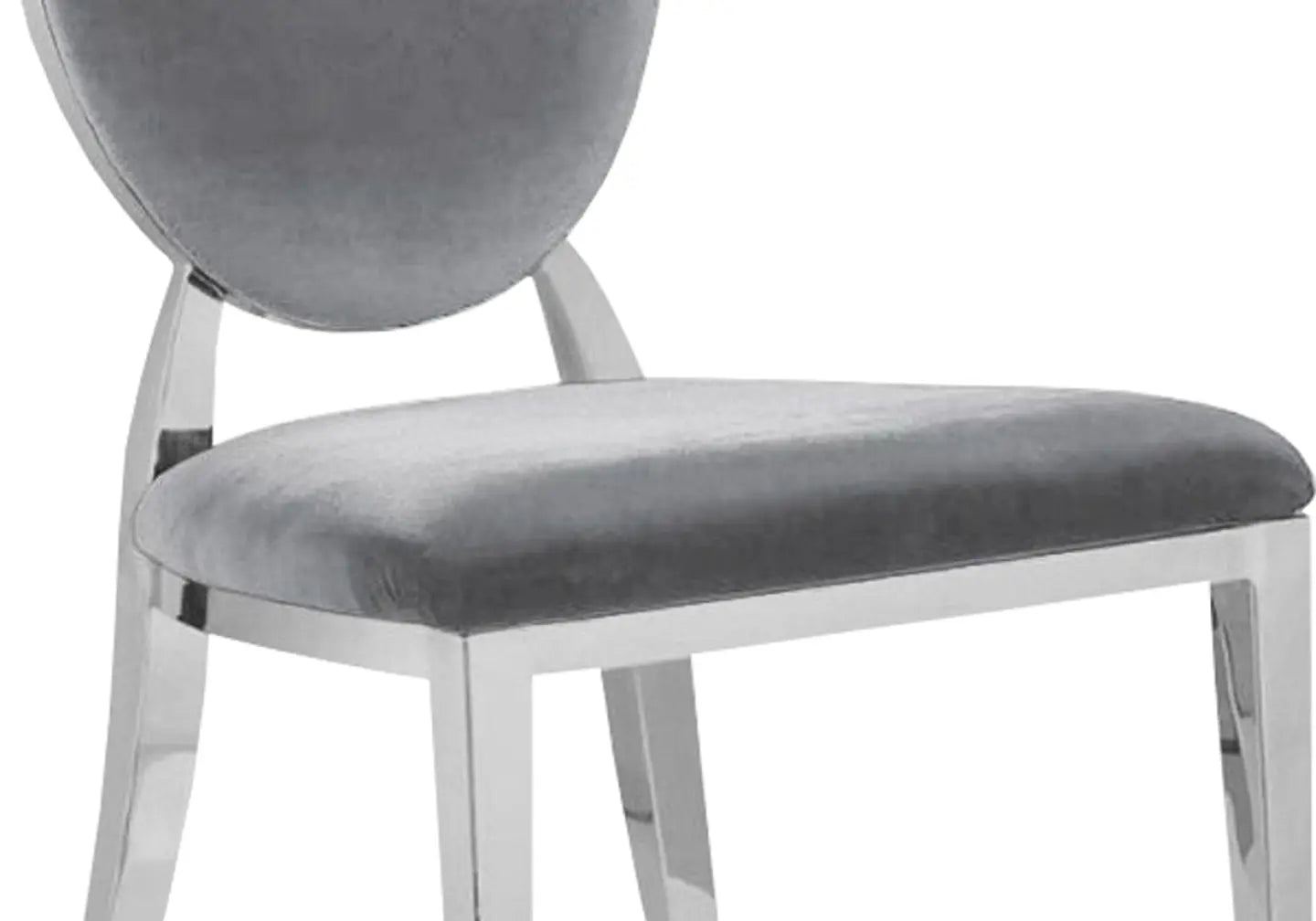 Chaises médaillon chromé velours gris NEO New Design