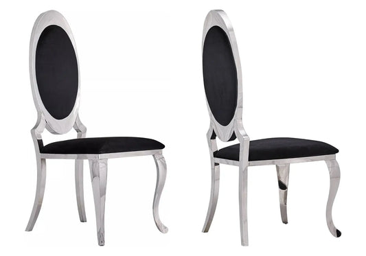 Chaises médaillon chromé velours noir ÉVI (lot de 4) New Design