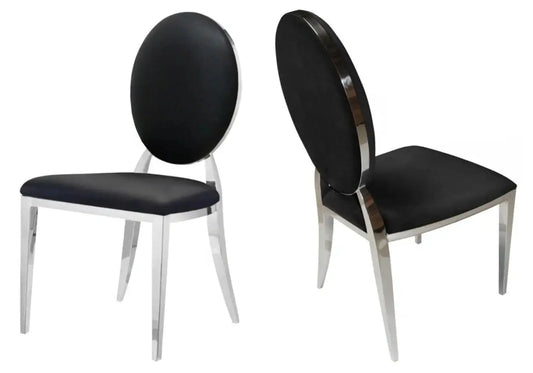 Chaises médaillon chromé velours noir NEO New Design