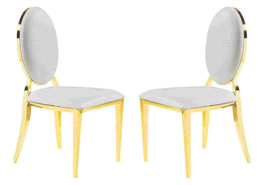 Chaises médaillon doré croco blanc NEO