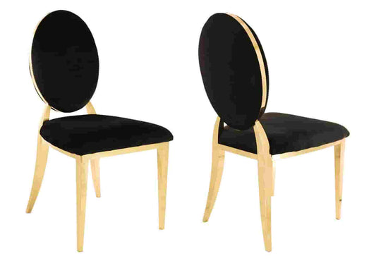 Chaises médaillon doré velours noir NEO