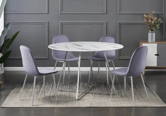 Ensemble table et chaises velours anthracite GINA New Design