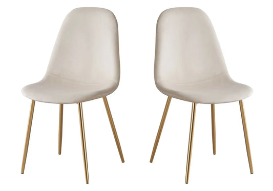 Chaises scandinave velours beige LOA (Lot de 6) New Design