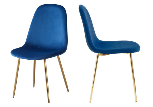 Chaises scandinave velours bleu LOA (Lot de 6) New Design