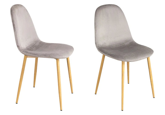 Chaises scandinave velours côtelé gris LOA (Lot de 6) New Design