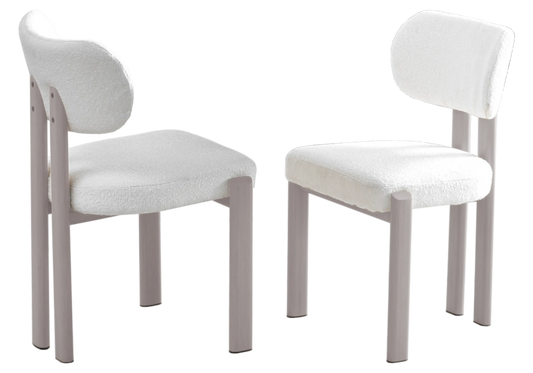 Chaises scandinaves tissu bouclé taupe – INAYA Galerie du Mobilier