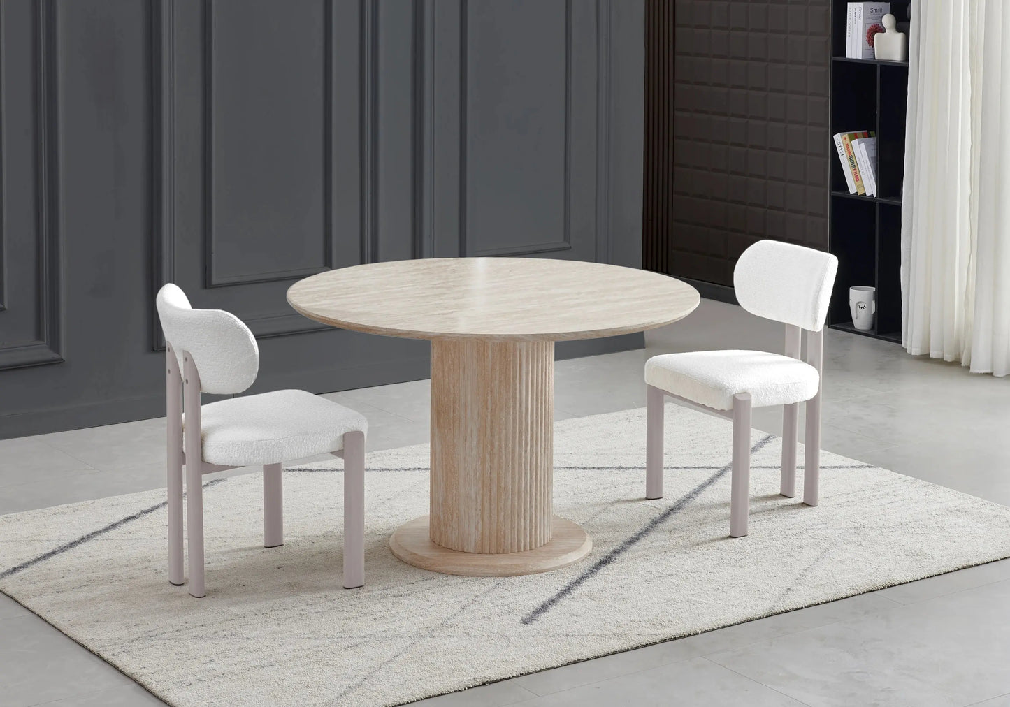 Chaises scandinaves tissu bouclé taupe – INAYA Galerie du Mobilier