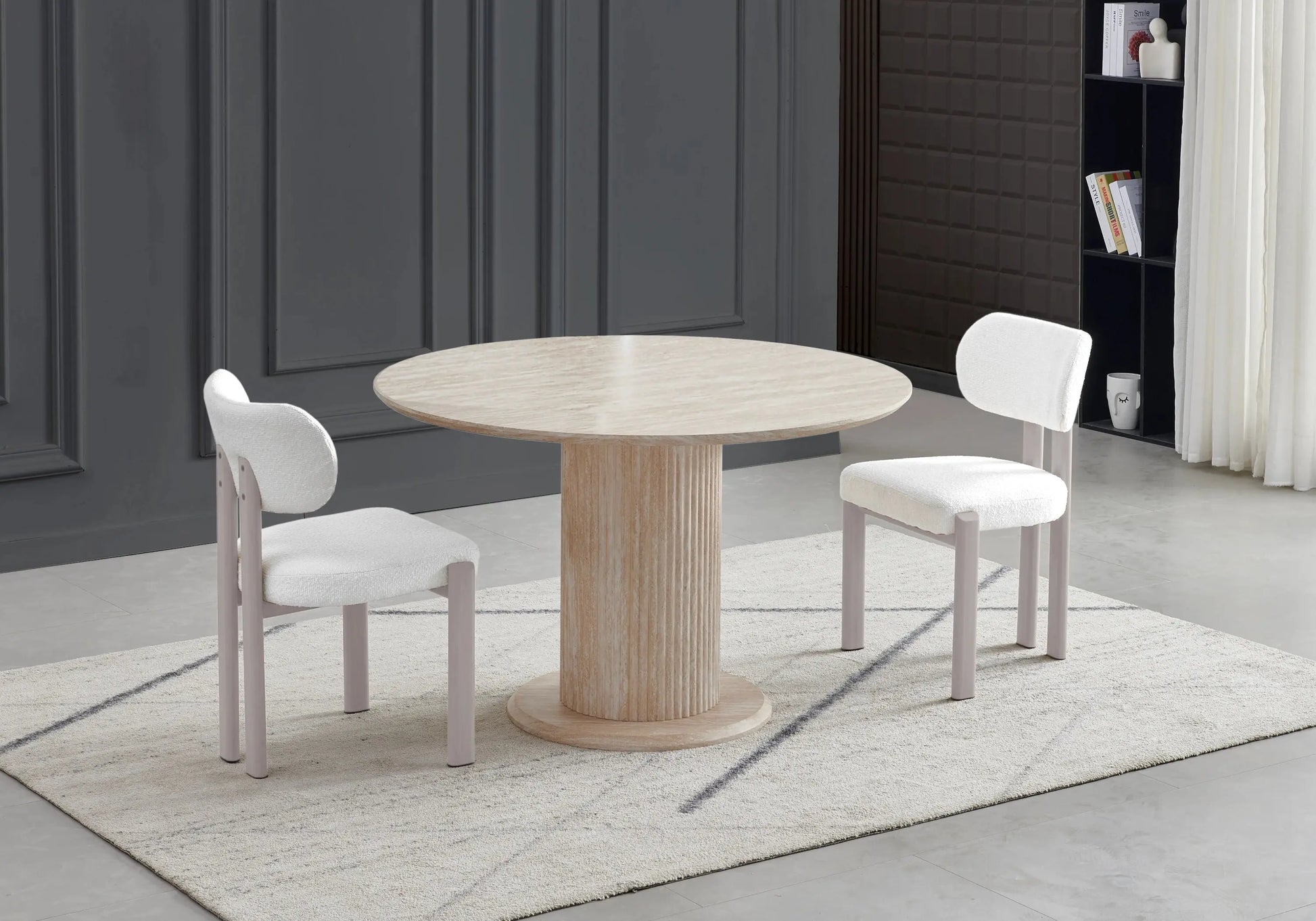 Chaises scandinaves tissu bouclé taupe – INAYA Galerie du Mobilier