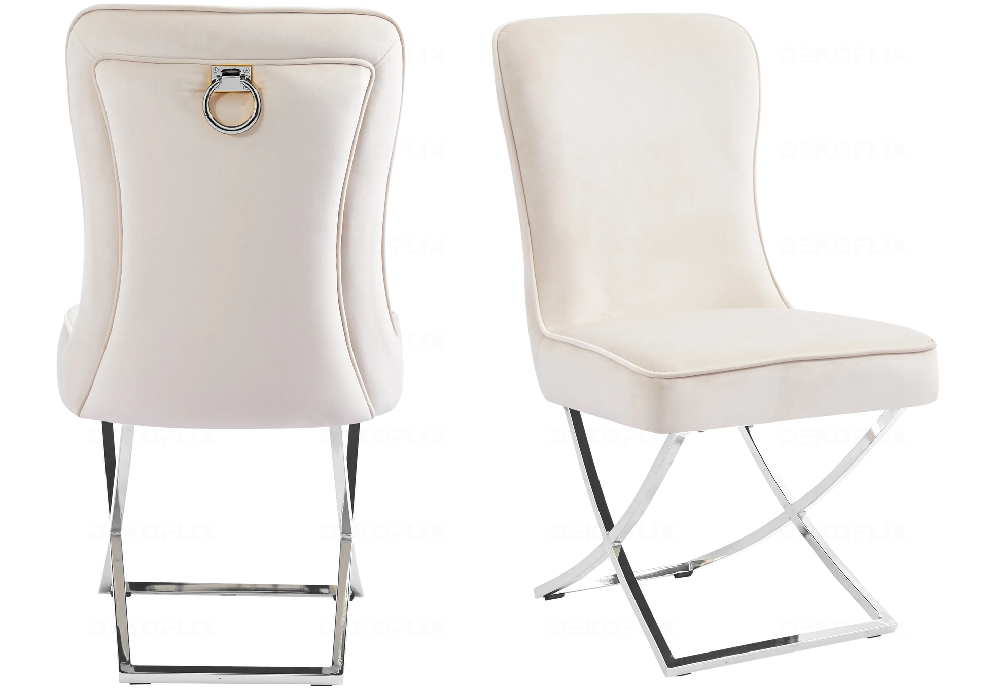 Chaises velours beige avec poignée design URSI New Design