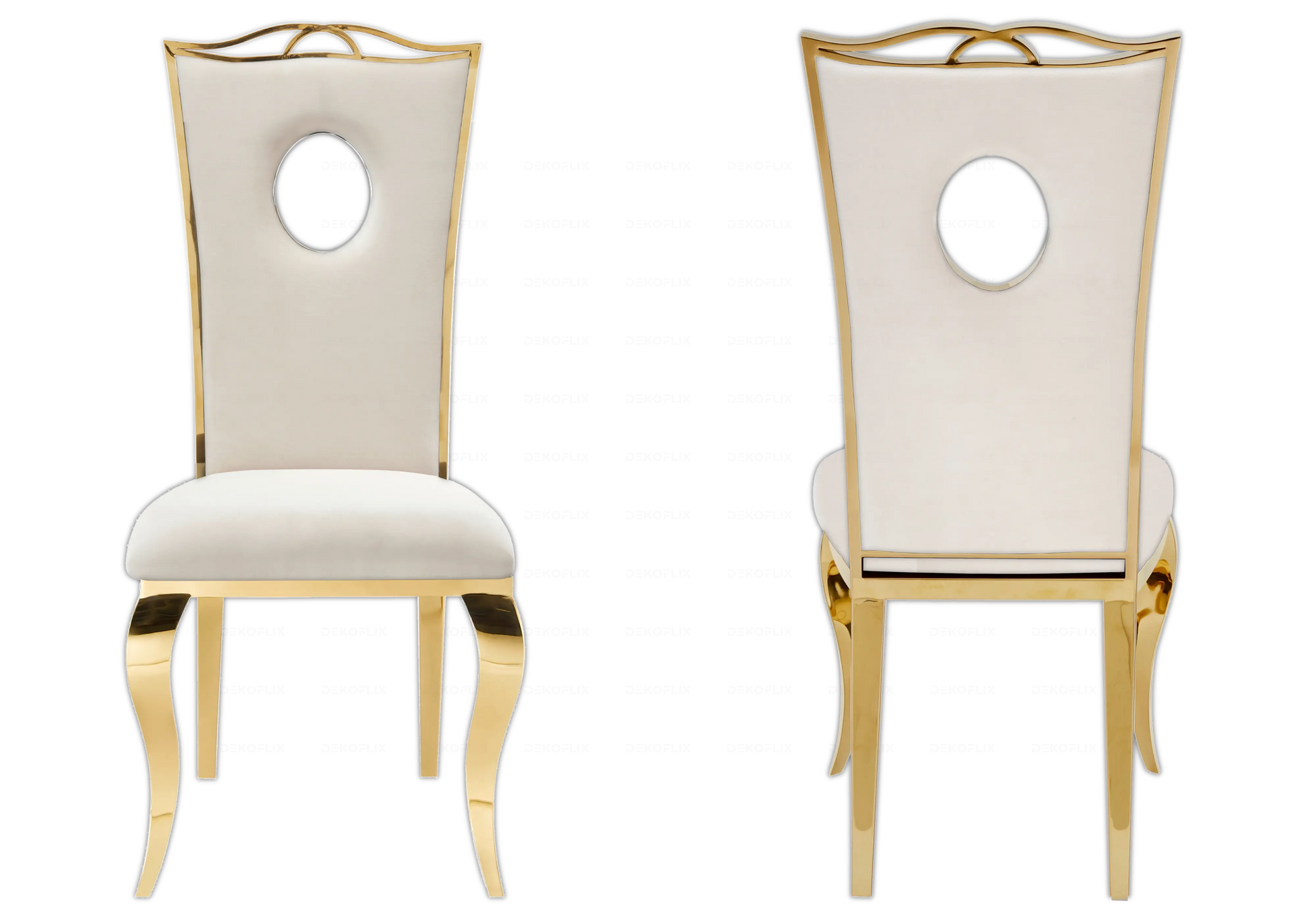 Chaises velours beige design doré – PIA (lot de 4) New Design