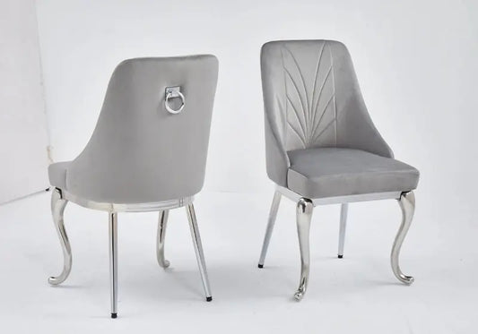 Chaises velours gris NINA (lot de 2) - DEKOFLIX