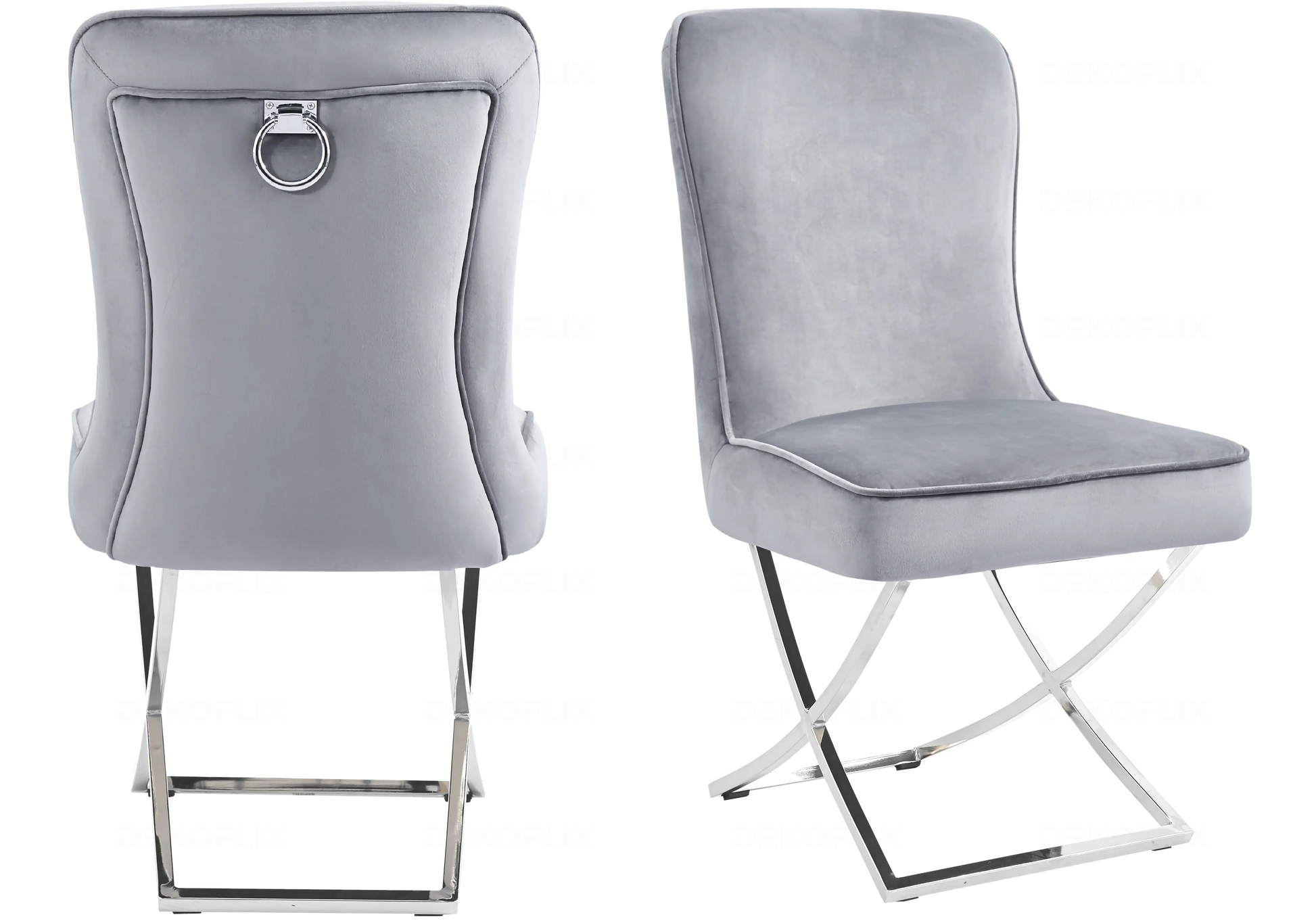 Chaises velours gris avec poignée design URSI New Design