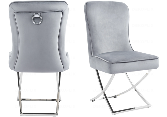 Chaises velours gris avec poignée design URSI New Design