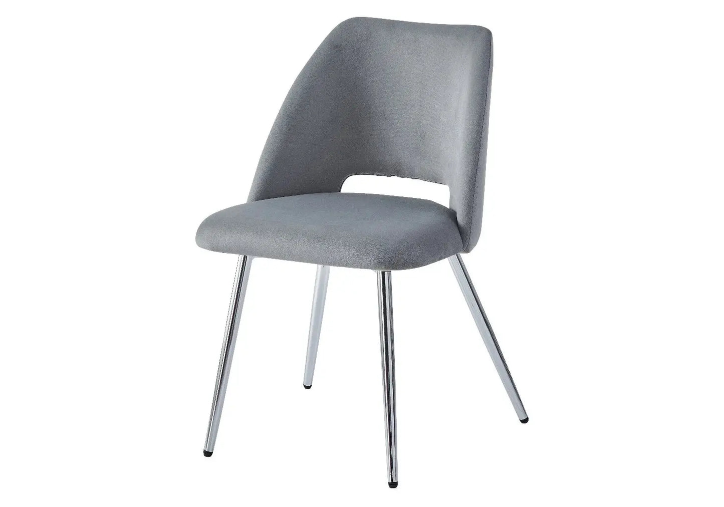 Chaises velours gris chromé LEONI (lot 4) New Design