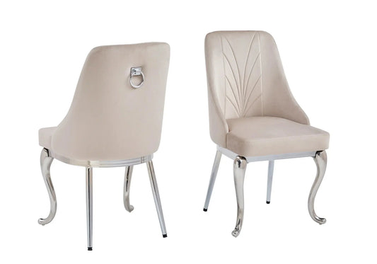 Chaises velours taupe NINA (lot de 2) - DEKOFLIX