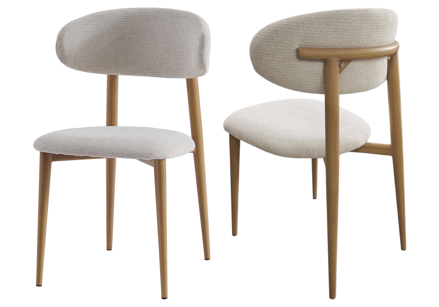 Chaise beige enveloppante pied bois clair - TERRA (Lot de 4)