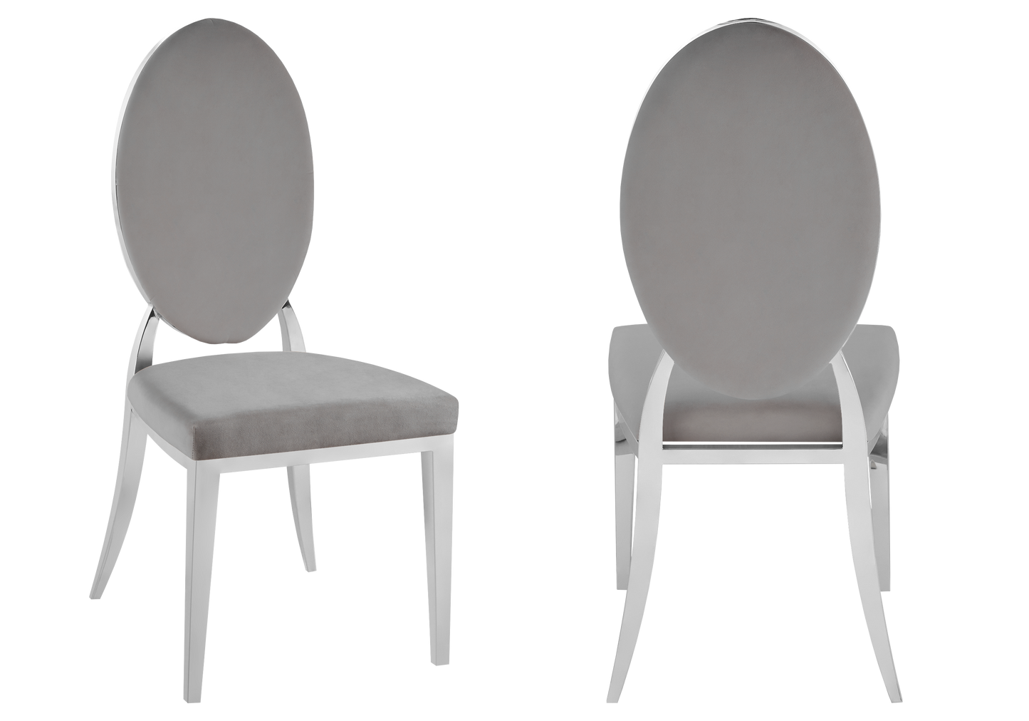 Chaises médaillon velours gris argent – Neo x4