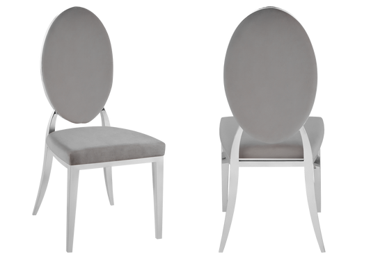 Chaises médaillon velours gris argent – Neo x4