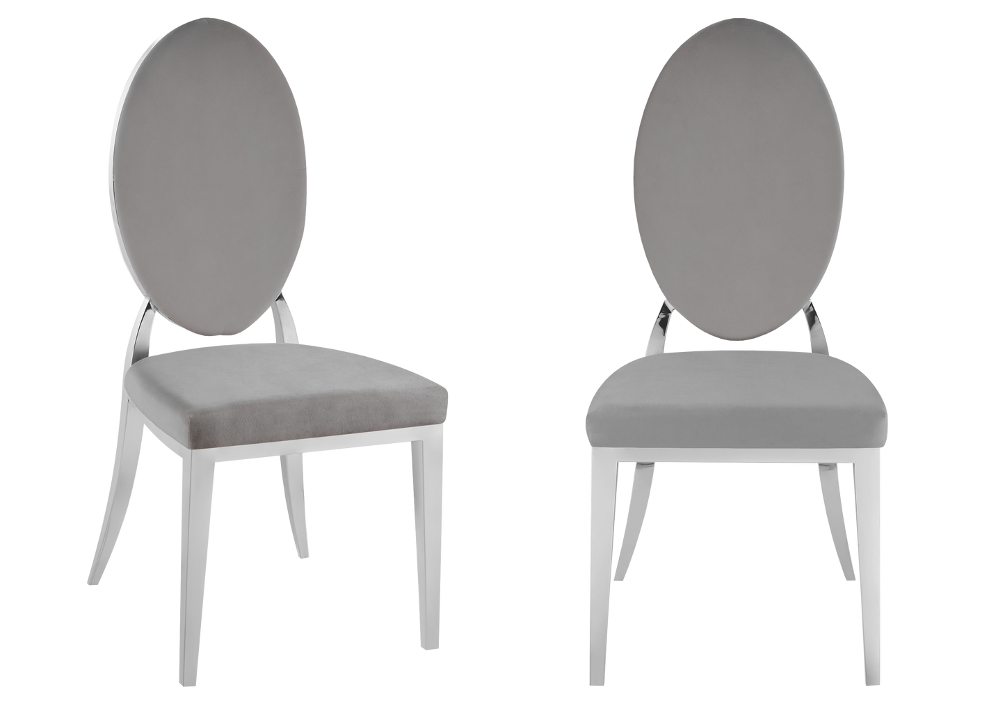 Chaises médaillon velours gris argent – Neo x4