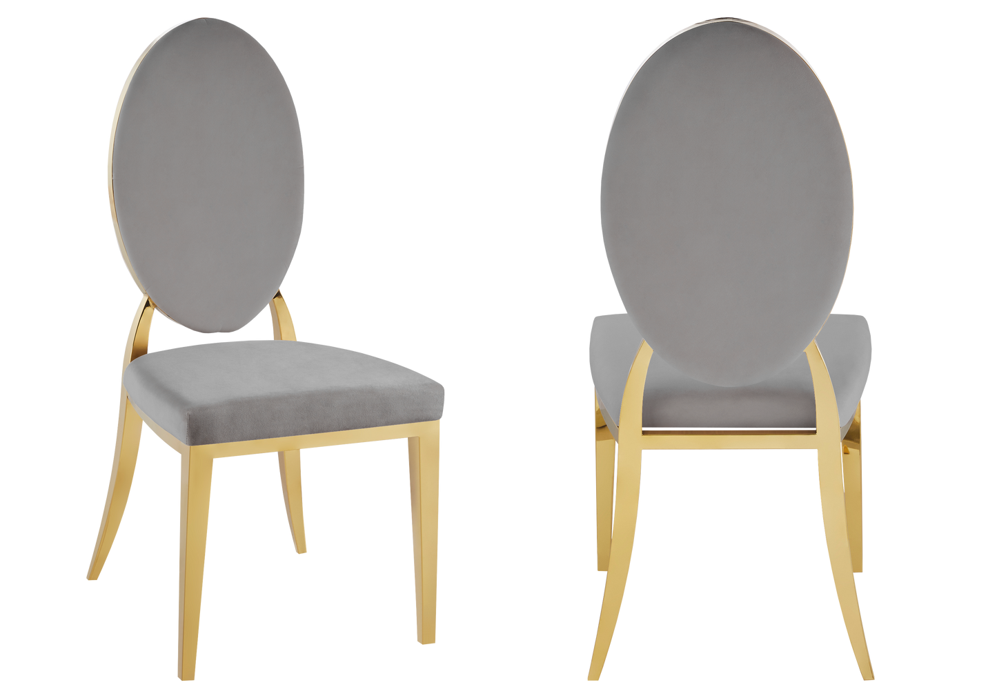 Chaises médaillon velours gris doré – Neo x4