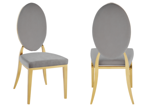 Chaises médaillon velours gris doré – Neo x4