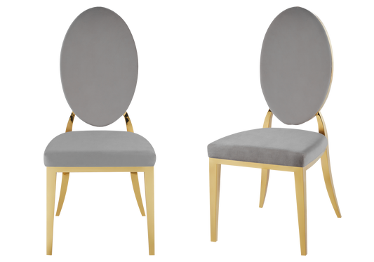 Chaises médaillon velours gris doré – Neo x4