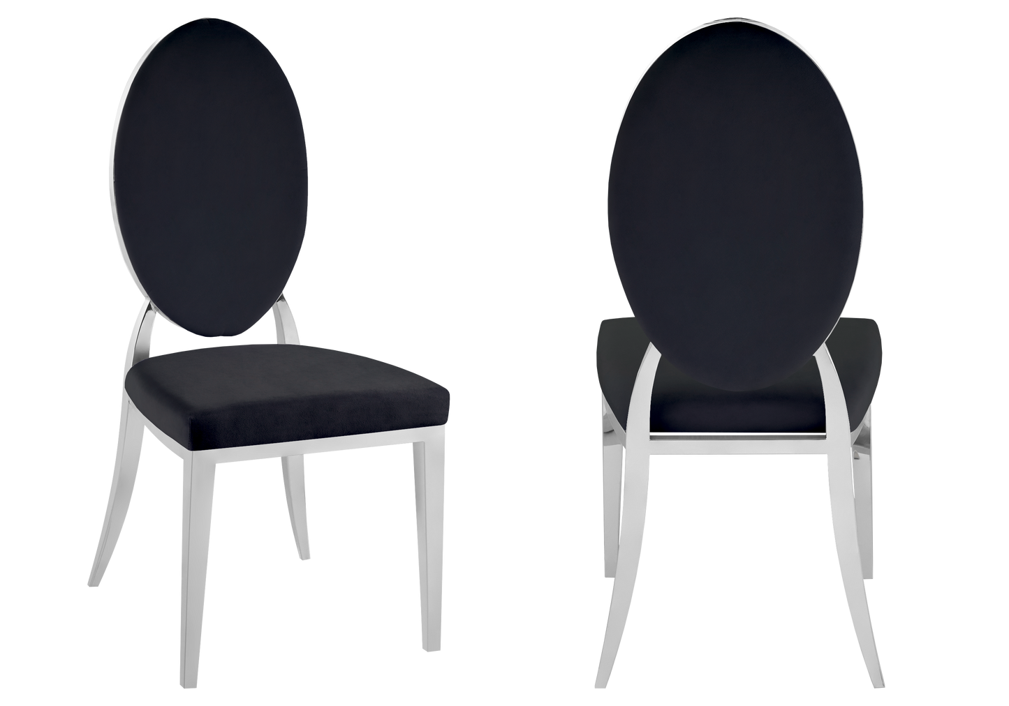Chaises médaillon velours noir argent – Neo x4
