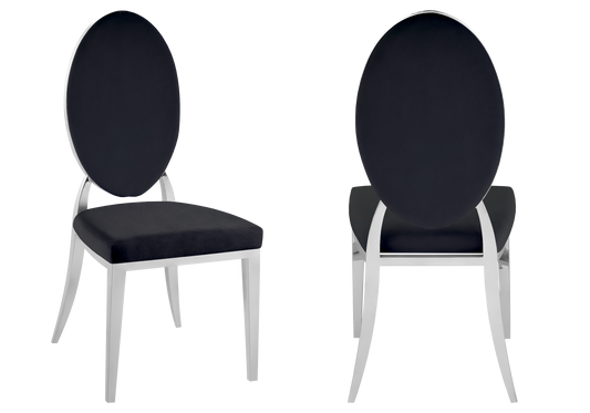 Chaises médaillon velours noir argent – Neo x4