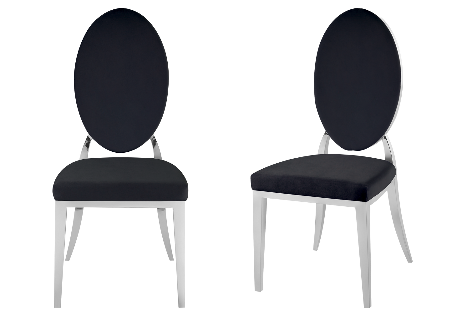 Chaises médaillon velours noir argent – Neo x4