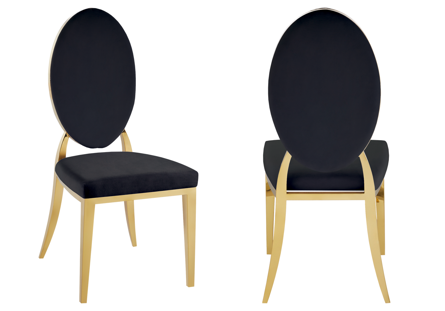 Chaises médaillon velours noir doré – Neo x4