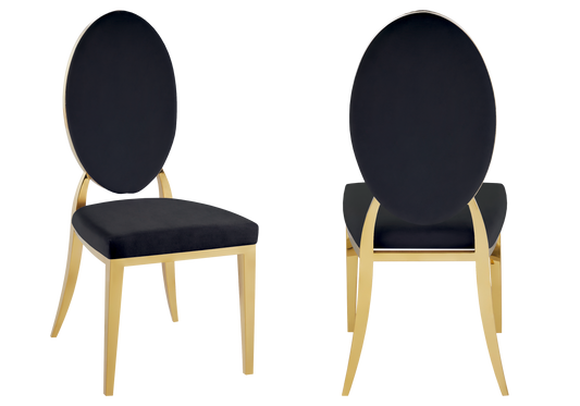 Chaises médaillon velours noir doré – Neo x4