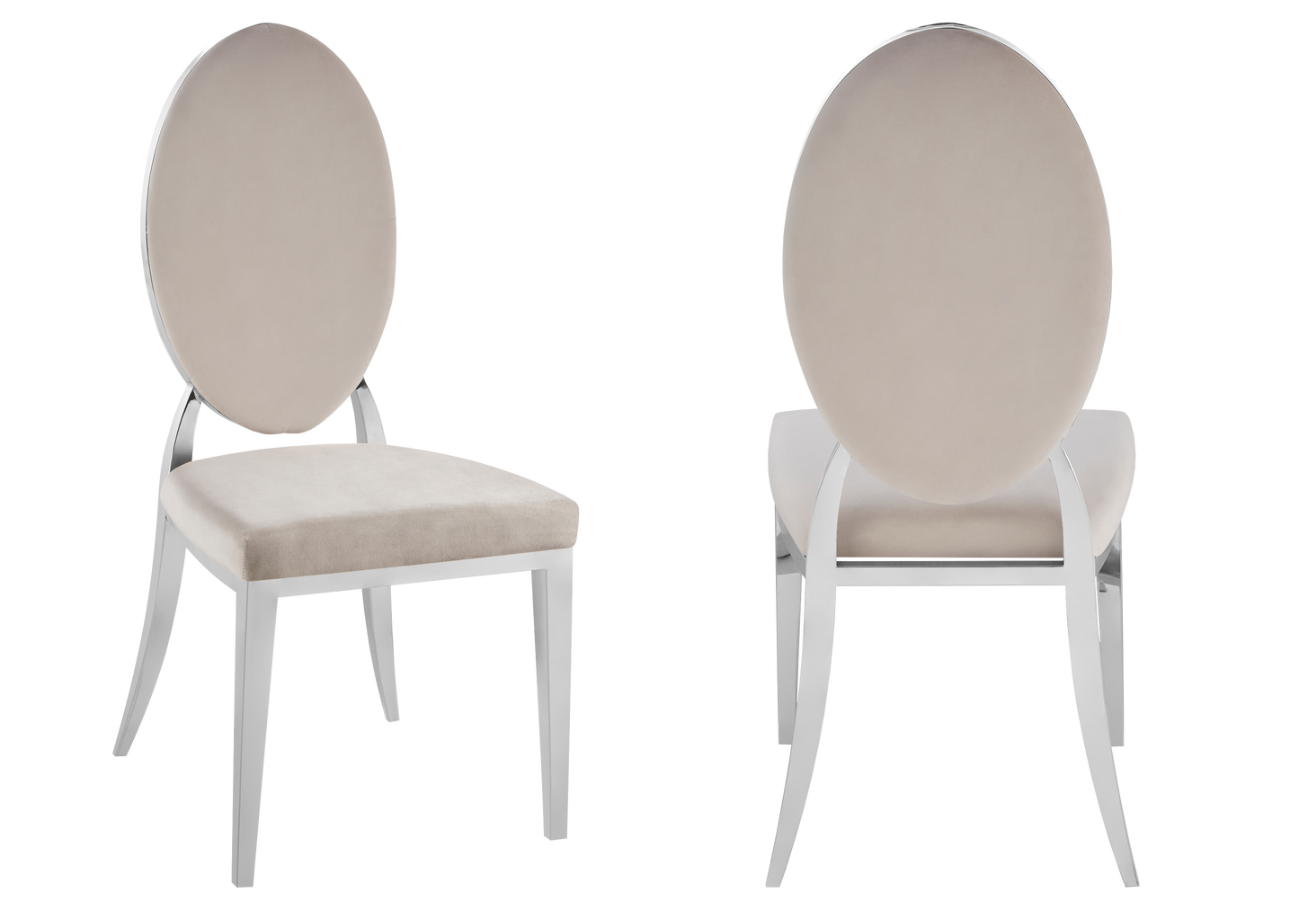 Chaises médaillon velours taupe argent – Neo x4
