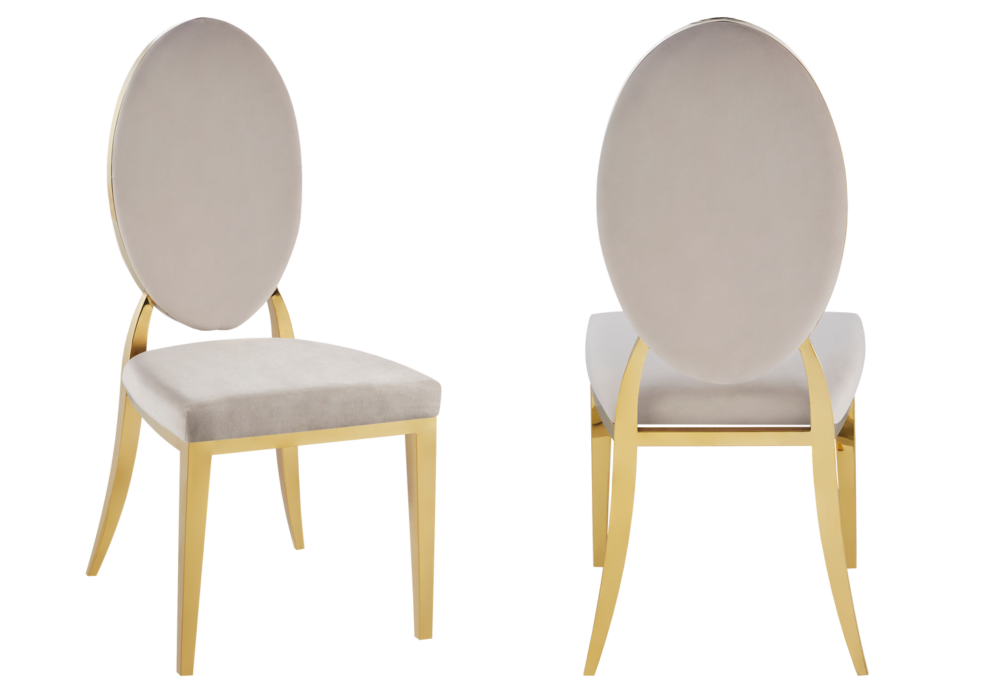 Chaises médaillon velours taupe doré – Neo x4