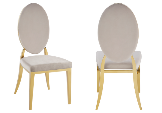 Chaises médaillon velours taupe doré – Neo x4