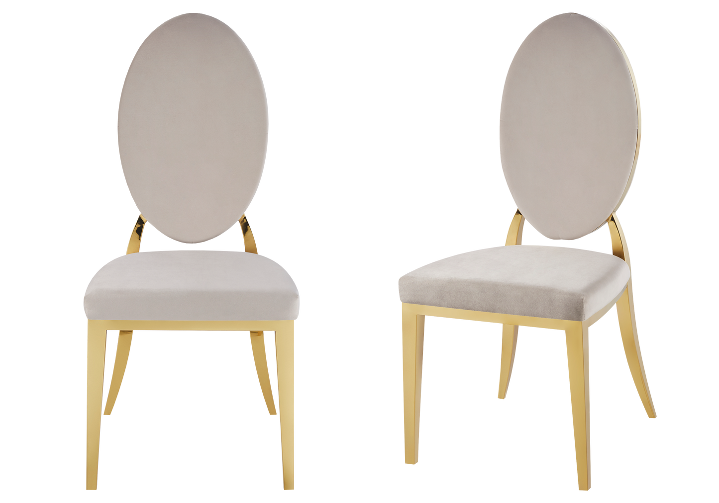 Chaises médaillon velours taupe doré – Neo x4