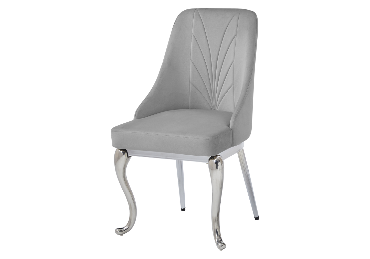 Chaises baroques velours gris anneau argenté - Nina x2