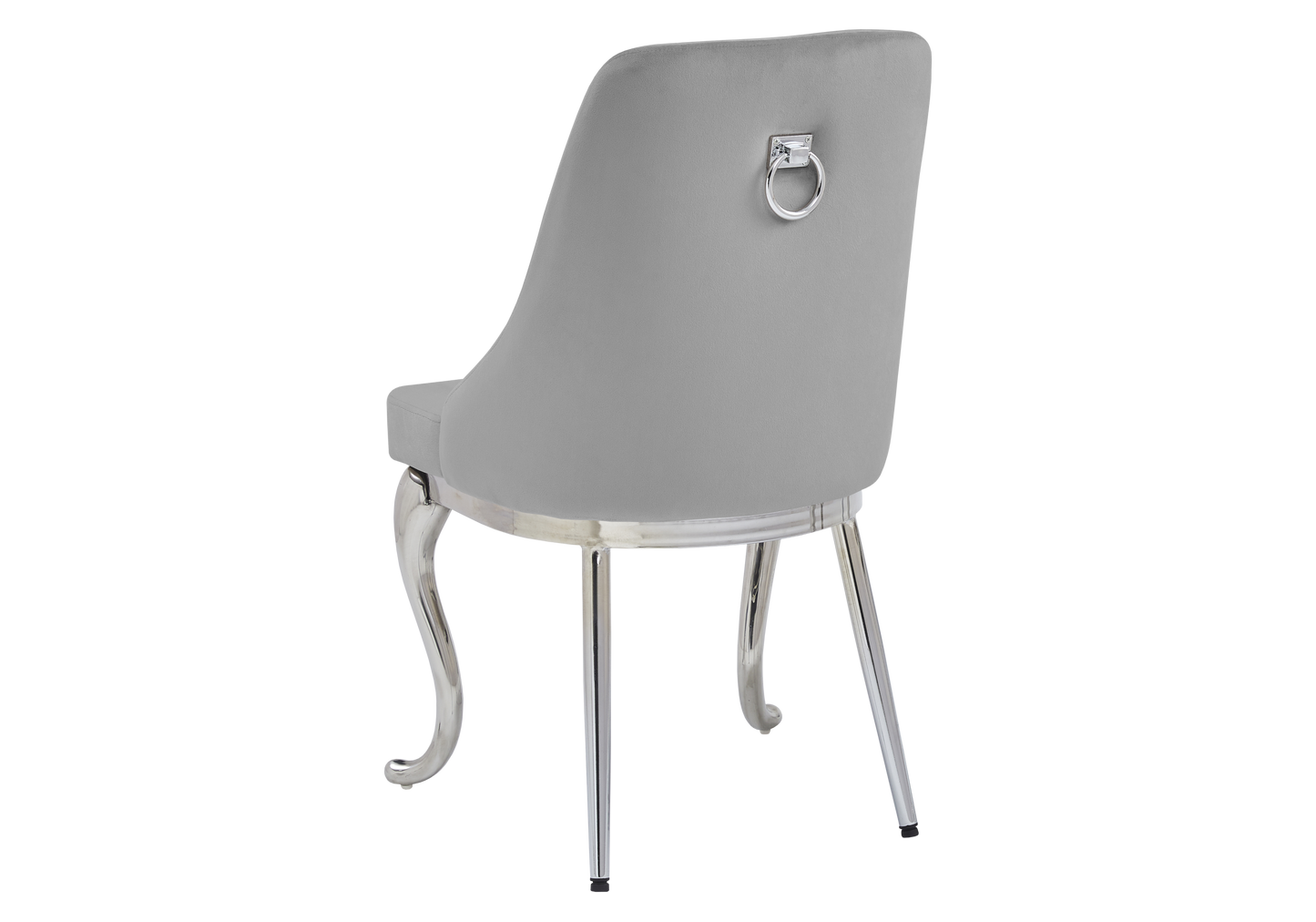 Chaises baroques velours gris anneau argenté - Nina x2