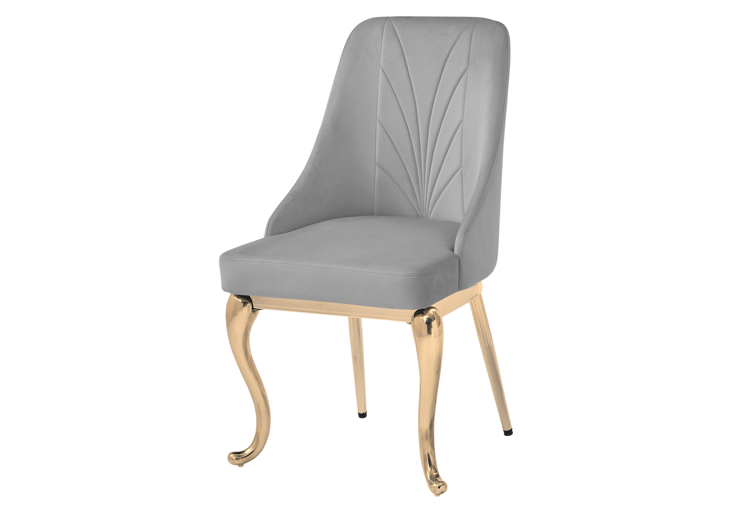 Chaises baroques velours gris anneau doré - Nina x2