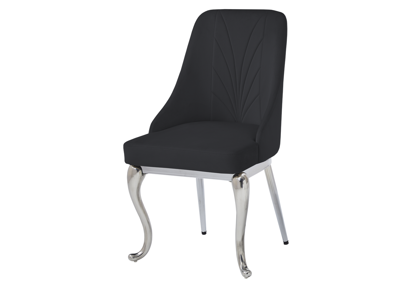 Chaises baroques velours noir anneau argenté - Nina x2