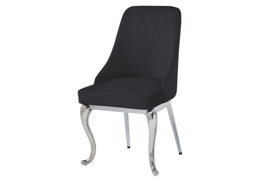Chaises baroques velours noir anneau argenté - Nina x2