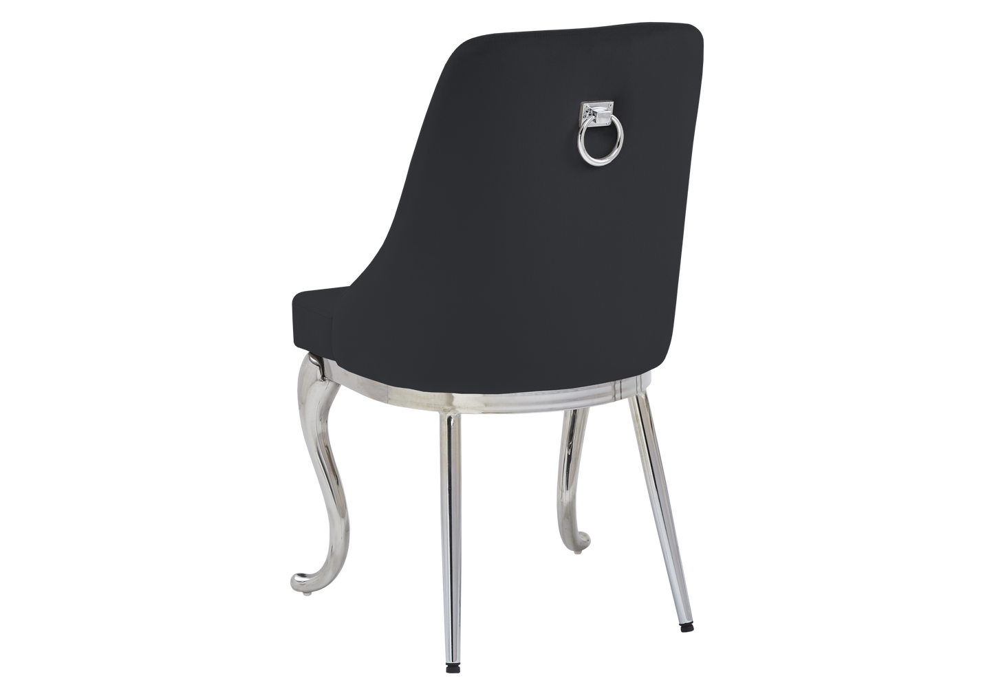 Chaises baroques velours noir anneau argenté - Nina x2